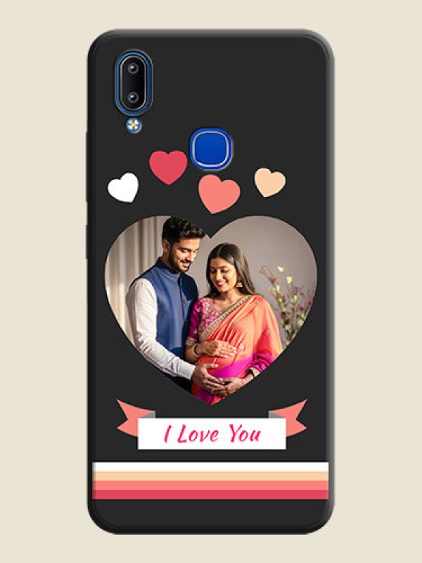 Custom Love Shaped Photo with Colorful Stripes on Personalised Space Black Soft Matte Cases - Vivo Y95