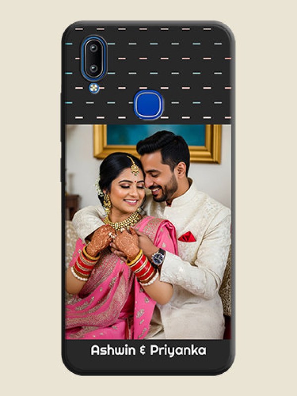 Custom Line Pattern Design with Text on Space Black Custom Soft Matte Phone Back Cover - Vivo Y95