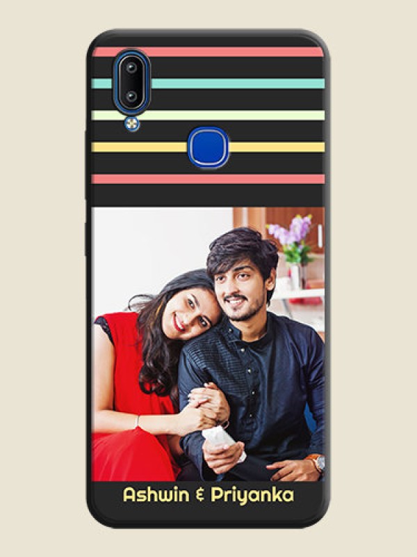 Custom Color Stripes with Photo and Text - Photo on Space Black Soft Matte Mobile Case - Vivo Y95