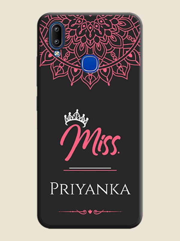 Custom Mrs Name with Floral Design on Space Black Personalized Soft Matte Phone Covers - Vivo Y95