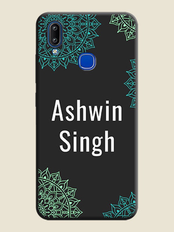 Custom Your Name with Floral Design on Space Black Custom Soft Matte Back Cover - Vivo Y95