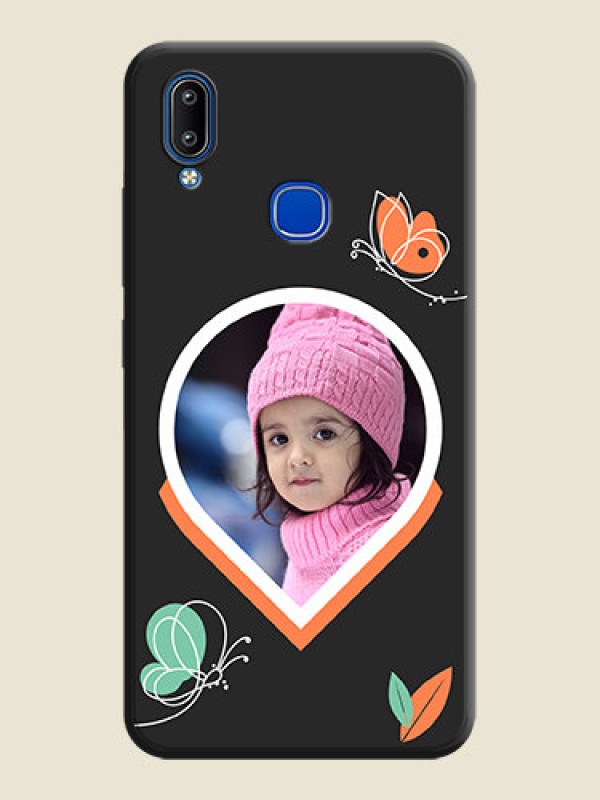 Custom Upload Pic With Simple Butterly Design On Space Black Personalized Soft Matte Phone Covers -Vivo Y95
