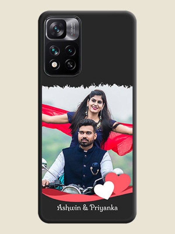 Custom Pin Color Love Shaped Ribbon Design with Text on Space Black Custom Soft Matte Phone Back Cover - Xiaomi 11I 5G