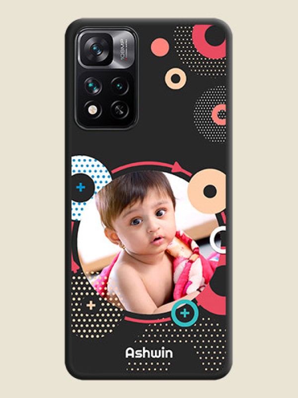 Custom Multicoloured Round Image on Personalised Space Black Soft Matte Cases - Xiaomi 11I 5G
