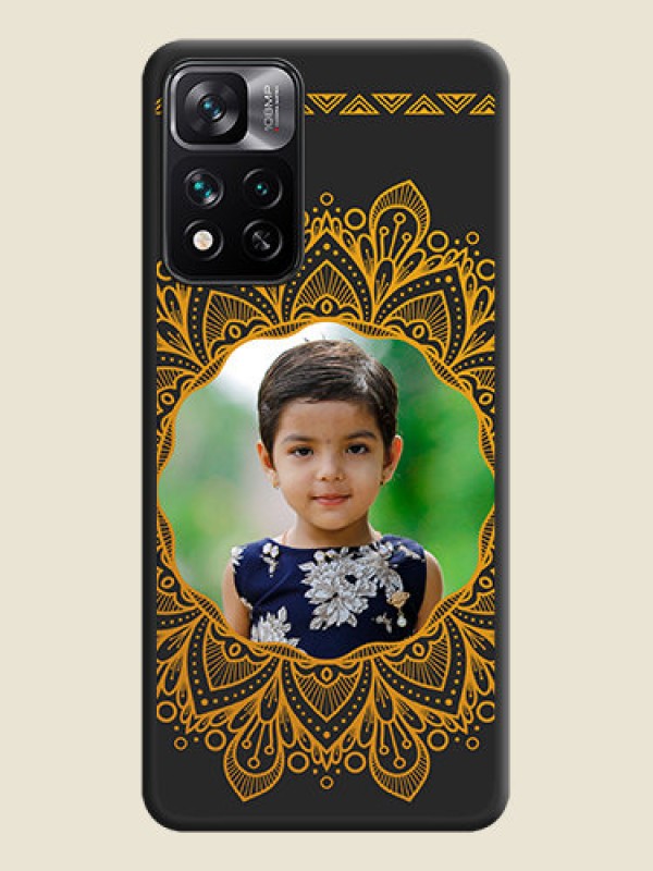 Custom Round Image with Floral Design on Photo on Space Black Soft Matte Mobile Cover - Xiaomi 11I 5G