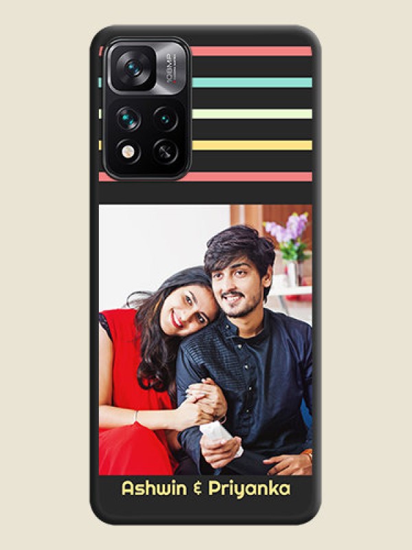 Custom Color Stripes with Photo and Text on Photo on Space Black Soft Matte Mobile Case - Xiaomi 11I 5G