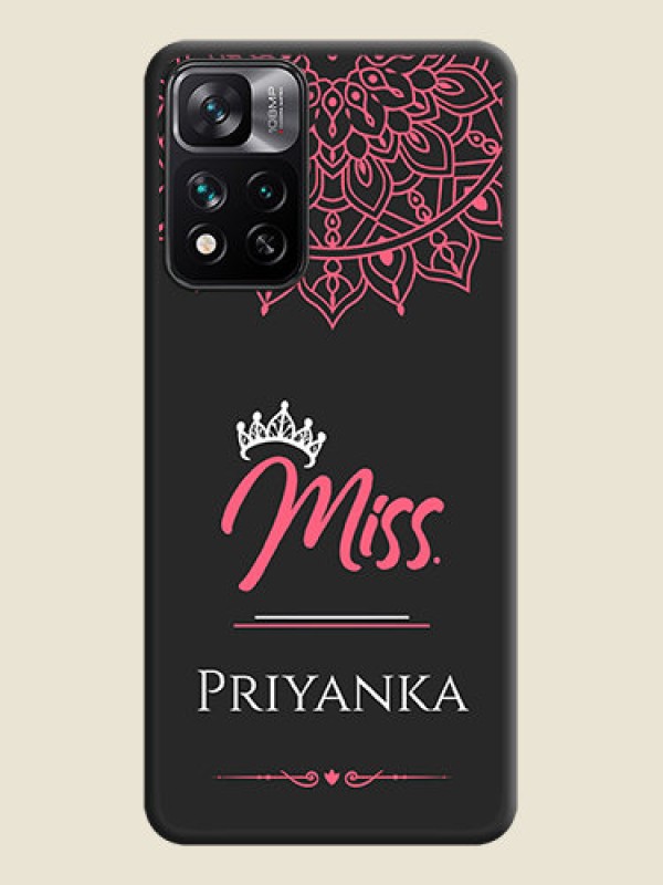Custom Mrs Name with Floral Design on Space Black Personalized Soft Matte Phone Covers - Xiaomi 11I 5G