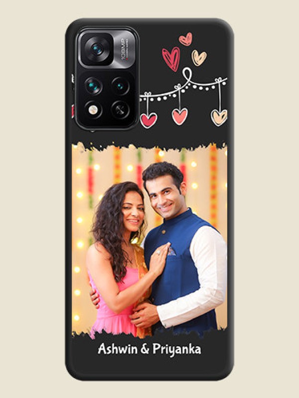 Custom Pink Love Hangings with Name on Space Black Custom Soft Matte Phone Cases - Xiaomi 11i Hypercharge 5G