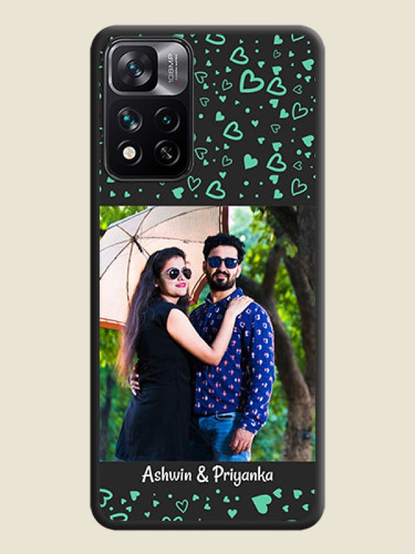 Custom Sea Green Indefinite Love Pattern on Photo on Space Black Soft Matte Mobile Cover - Xiaomi 11i Hypercharge 5G