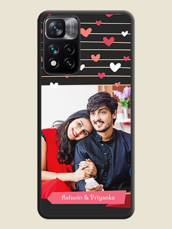 Custom Love Pattern with Name on Pink Ribbon  on Photo on Space Black Soft Matte Back Cover - Xiaomi 11i Hypercharge 5G