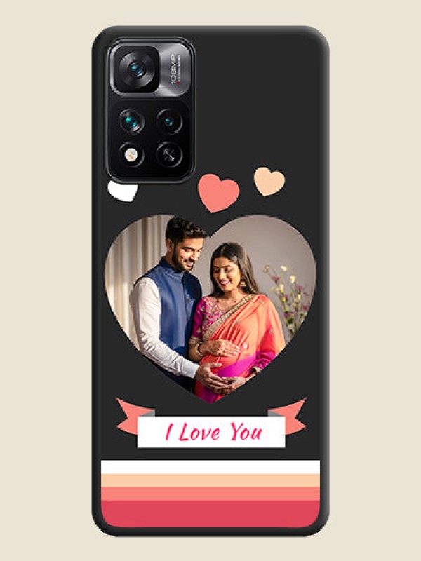 Custom Love Shaped Photo with Colorful Stripes on Personalised Space Black Soft Matte Cases - Xiaomi 11i Hypercharge 5G