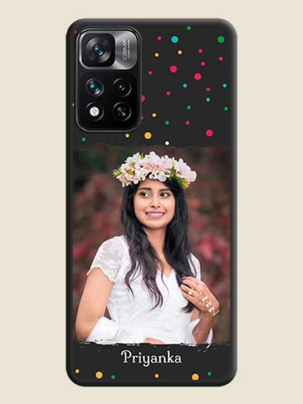 Custom Multicolor Dotted Pattern with Text on Space Black Custom Soft Matte Phone Back Cover - Xiaomi 11i Hypercharge 5G