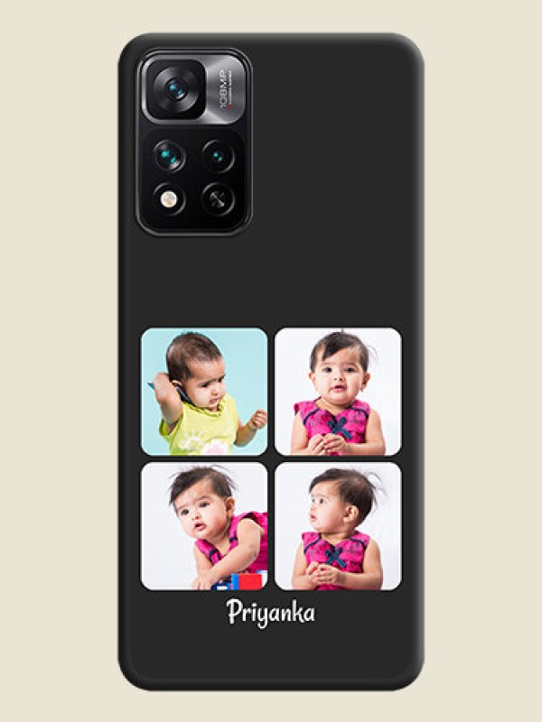 Custom Floral Art with 6 Image Holder on Photo on Space Black Soft Matte Mobile Case - Xiaomi 11i Hypercharge 5G