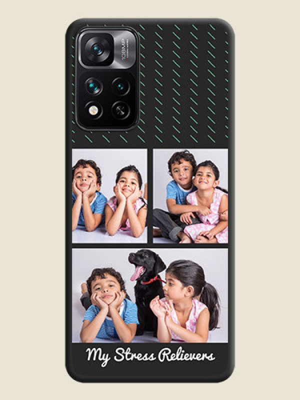 Custom Cross Dotted Pattern with 2 Image Holder  on Personalised Space Black Soft Matte Cases - Xiaomi 11i Hypercharge 5G