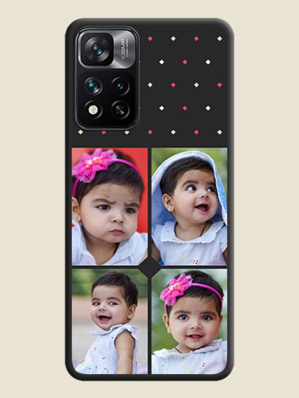 Custom Multicolor Dotted Pattern with 4 Image Holder on Space Black Custom Soft Matte Phone Cases - Xiaomi 11i Hypercharge 5G