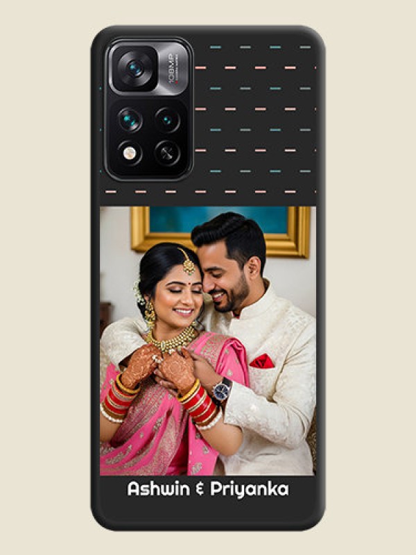 Custom Line Pattern Design with Text on Space Black Custom Soft Matte Phone Back Cover - Xiaomi 11i Hypercharge 5G
