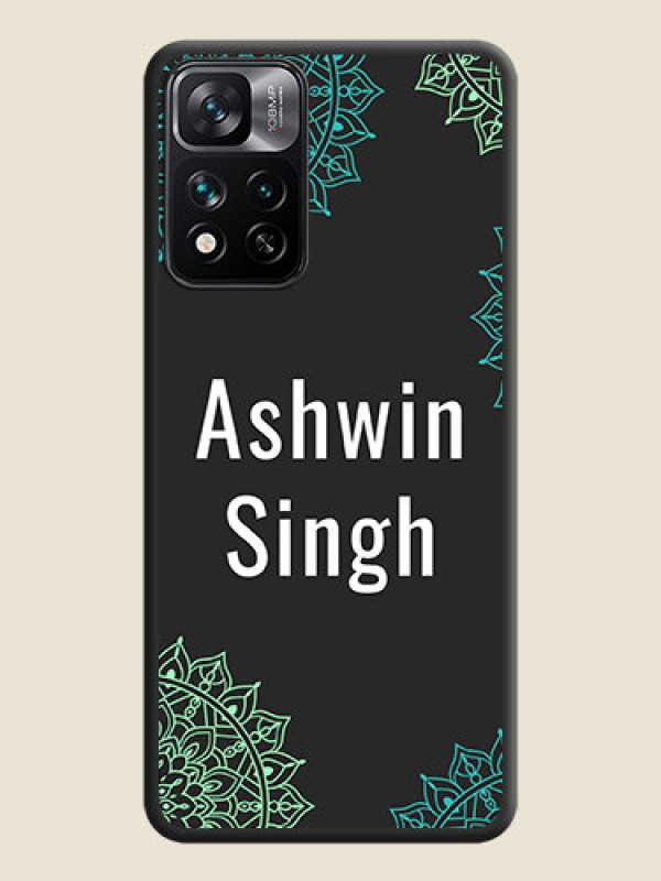 Custom Your Name with Floral Design on Space Black Custom Soft Matte Back Cover - Xiaomi 11i Hypercharge 5G