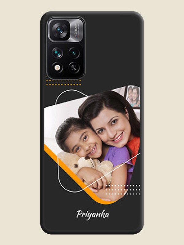 Custom Yellow Triangle on Photo on Space Black Soft Matte Phone Cover - Xiaomi 11i Hypercharge 5G