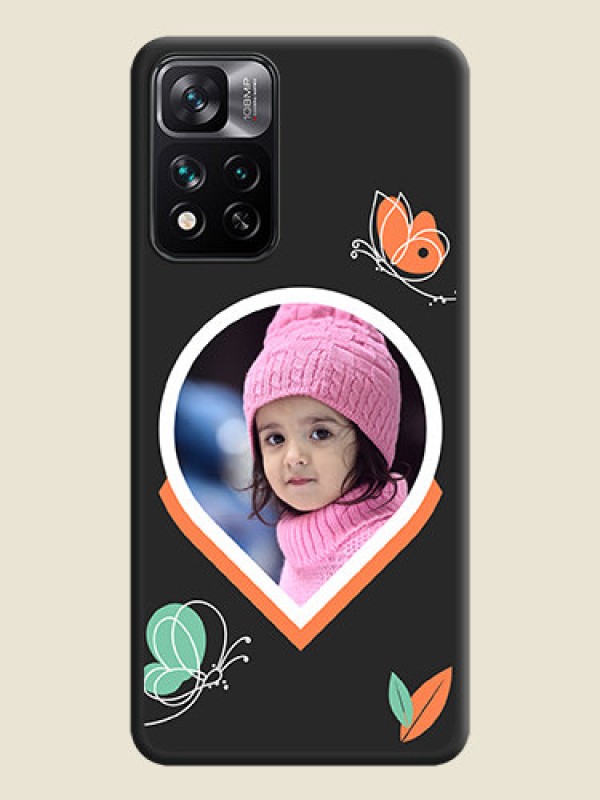 Custom Upload Pic With Simple Butterly Design On Space Black Personalized Soft Matte Phone Covers -Xiaomi 11I Hypercharge 5G