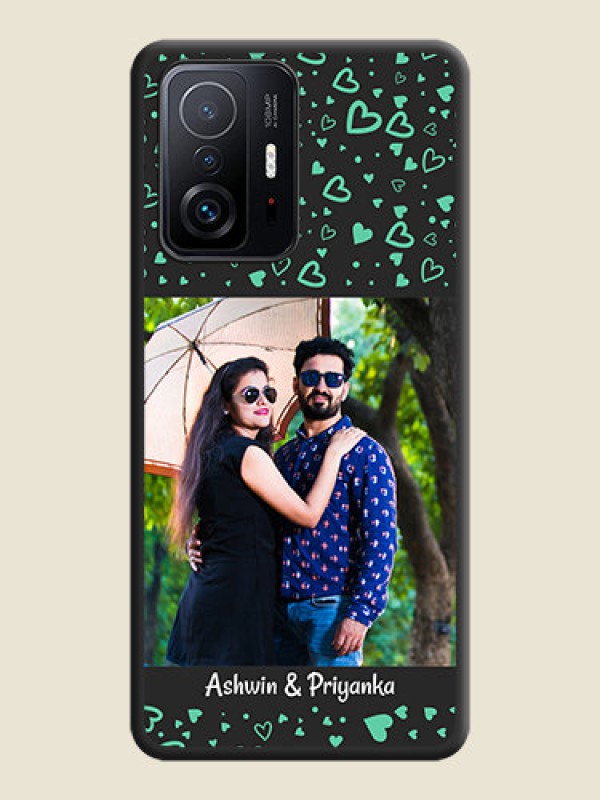 Custom Sea Green Indefinite Love Pattern on Photo on Space Black Soft Matte Mobile Cover - Xiaomi 11T Pro 5G