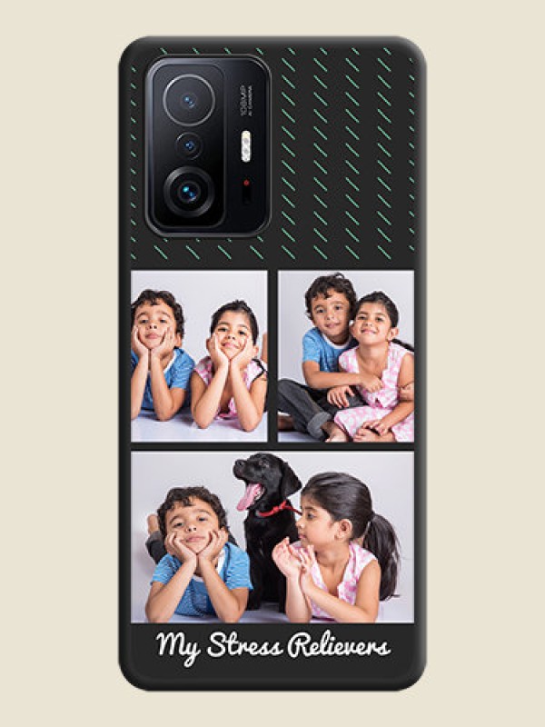 Custom Cross Dotted Pattern with 2 Image Holder  on Personalised Space Black Soft Matte Cases - Xiaomi 11T Pro 5G