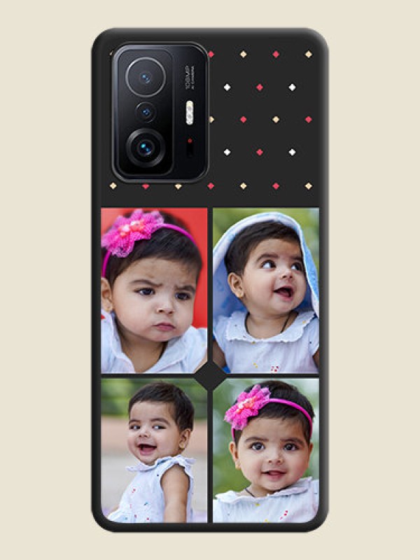 Custom Multicolor Dotted Pattern with 4 Image Holder on Space Black Custom Soft Matte Phone Cases - Xiaomi 11T Pro 5G