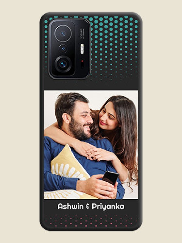 Custom Faded Dots with Grunge Photo Frame and Text on Space Black Custom Soft Matte Phone Cases - Xiaomi 11T Pro 5G