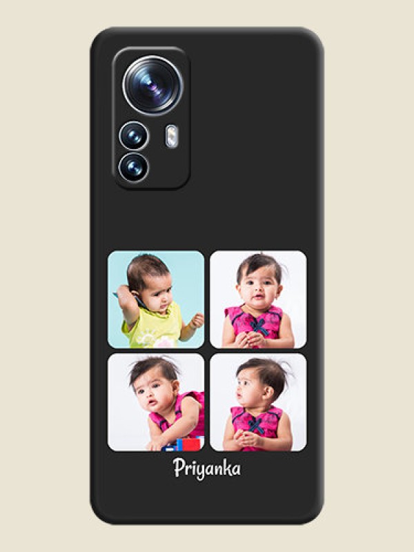 Custom Floral Art with 6 Image Holder on Photo on Space Black Soft Matte Mobile Case - Xiaomi 12 Pro 5G