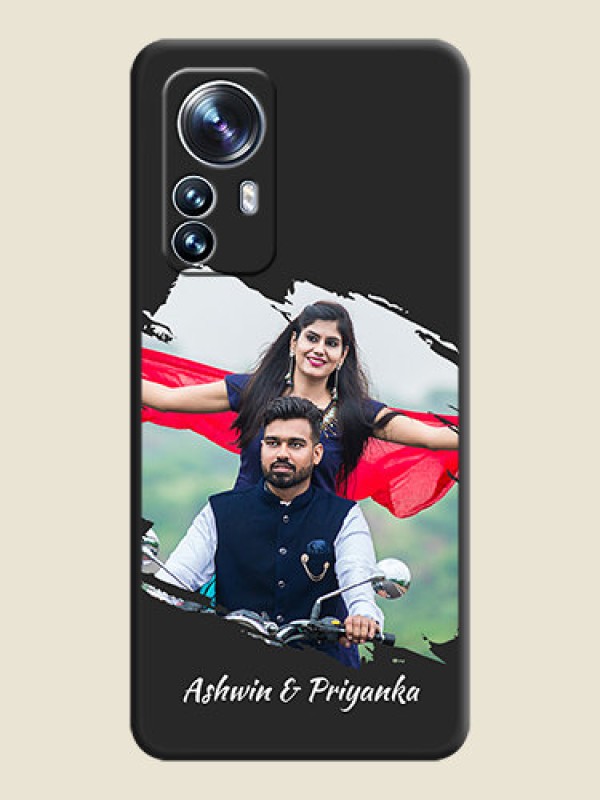 Custom Grunge Brush Strokes on Photo on Space Black Soft Matte Back Cover - Xiaomi 12 Pro 5G