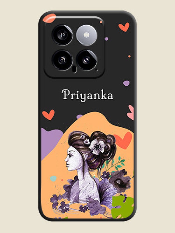 Custom Namecase For Her With Fancy Lady Image On Space Black Personalized Soft Matte Phone Covers - Xiaomi 14 5G