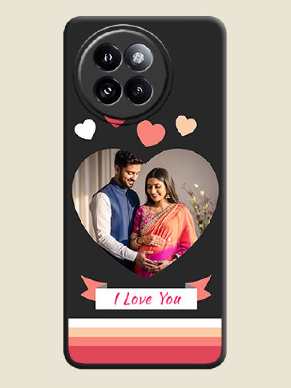 Custom Love Shaped Photo with Colorful Stripes On Space Black Custom Soft Matte Mobile Back Cover - Xiaomi 14 Civi