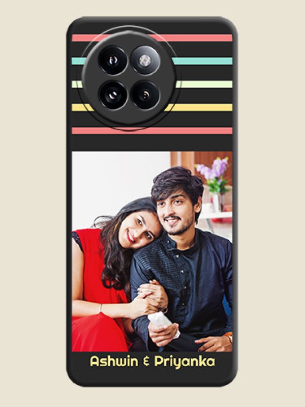 Custom Color Stripes with Photo and Text on Photo On Space Black Custom Soft Matte Mobile Back Cover - Xiaomi 14 Civi