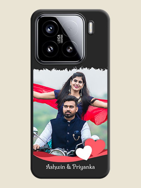 Custom Pin Color Love Shaped Ribbon Design with Text On Space Black Custom Soft Matte Mobile Back Cover - Xiaomi 15 5G