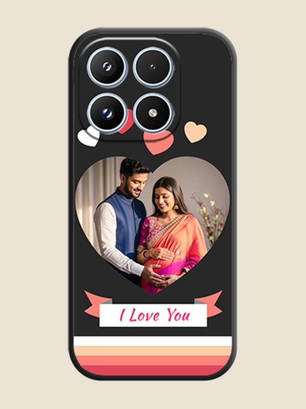 Custom Love Shaped Photo with Colorful Stripes On Space Black Custom Soft Matte Mobile Back Cover - Xiaomi 17 5G