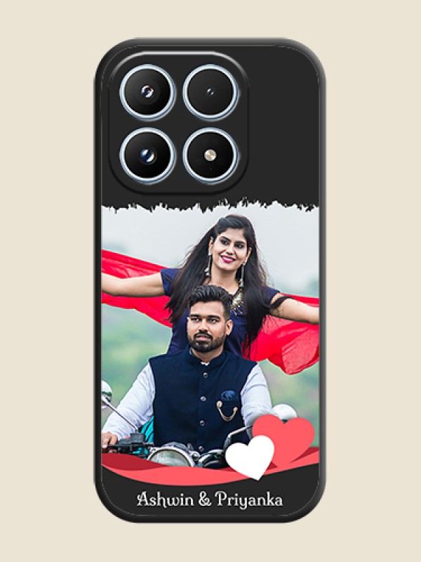 Custom Pin Color Love Shaped Ribbon Design with Text On Space Black Custom Soft Matte Mobile Back Cover - Xiaomi 17 5G