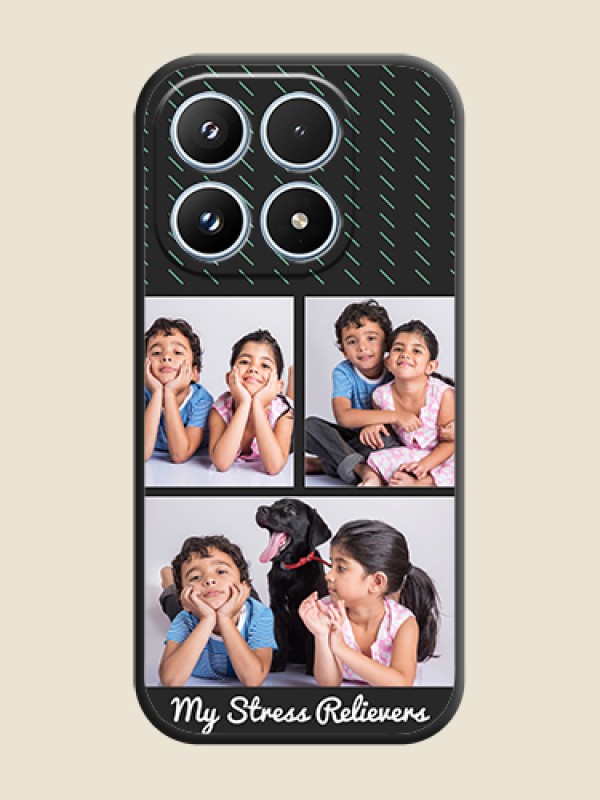 Custom Cross Dotted Pattern with 2 Image Holder On Space Black Custom Soft Matte Mobile Back Cover - Xiaomi 17 5G