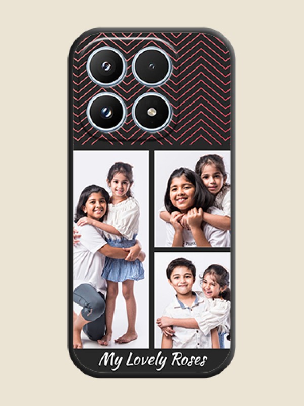 Custom Wave Pattern with 3 Image Holder On Space Black Custom Soft Matte Mobile Back Cover - Xiaomi 17 5G