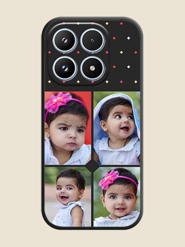 Custom Multicolor Dotted Pattern with 4 Image Holder On Space Black Custom Soft Matte Mobile Back Cover - Xiaomi 17 5G