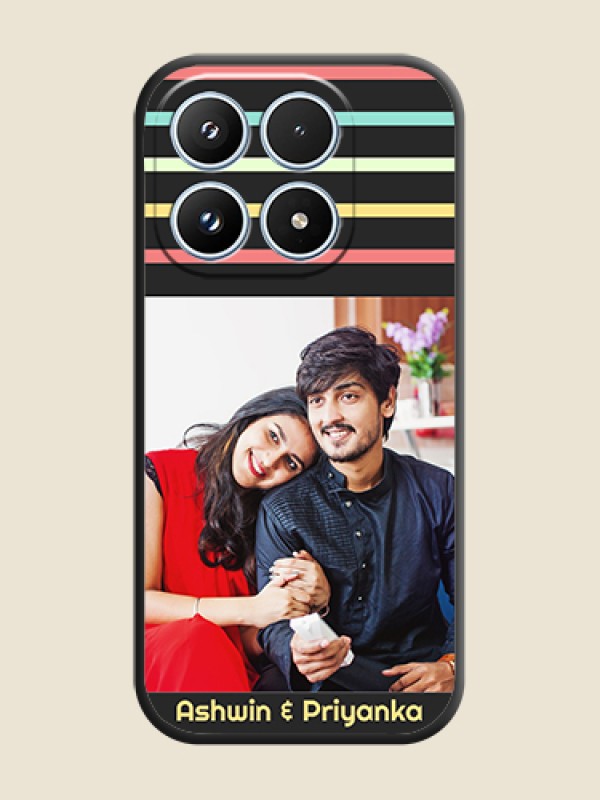 Custom Color Stripes with Photo and Text on Photo On Space Black Custom Soft Matte Mobile Back Cover - Xiaomi 17 5G