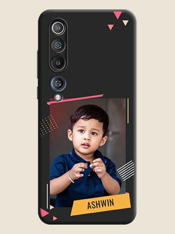 Custom Photo Frame with Triangle Small Dots - Photo on Space Black Soft Matte Back Cover - Mi 10 5G