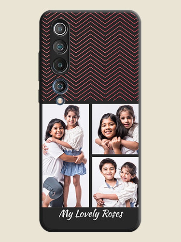 Custom Wave Pattern with 3 Image Holder on Space Black Custom Soft Matte Back Cover - Mi 10 5G