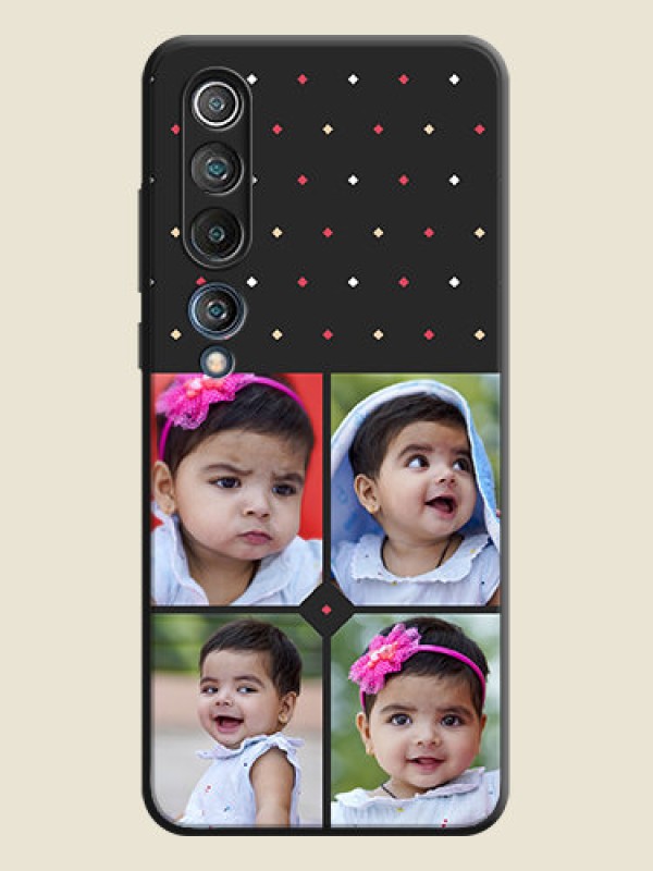 Custom Multicolor Dotted Pattern with 4 Image Holder on Space Black Custom Soft Matte Phone Cases - Mi 10 5G