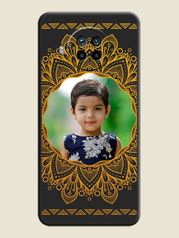 Custom Round Image with Floral Design on Photo on Space Black Soft Matte Mobile Cover - Mi 10i 5G