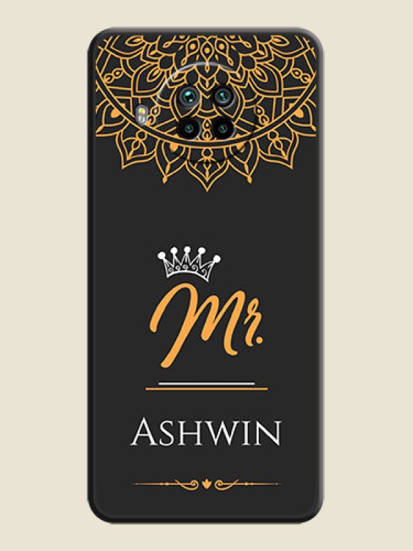 Custom Mr Name with Floral Design  on Personalised Space Black Soft Matte Cases - Mi 10i 5G