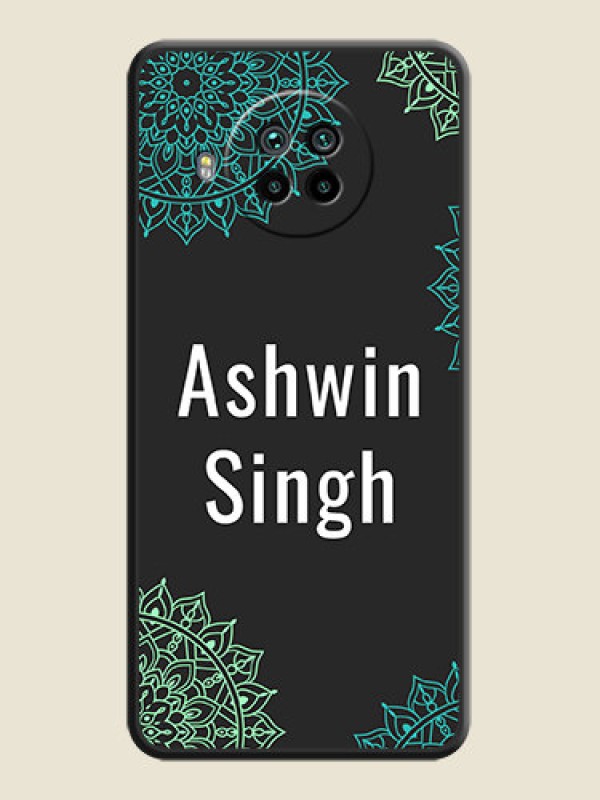 Custom Your Name with Floral Design on Space Black Custom Soft Matte Back Cover - Mi 10i 5G