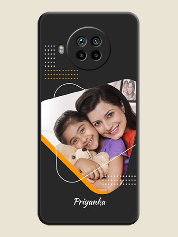 Custom Yellow Triangle on Photo on Space Black Soft Matte Phone Cover - Mi 10i 5G