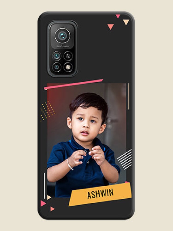 Custom Photo Frame with Triangle Small Dots on Photo on Space Black Soft Matte Back Cover - Mi 10T Pro