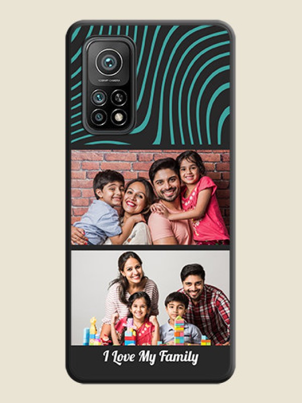 Custom Wave Pattern with 2 Image Holder on Space Black Personalized Soft Matte Phone Covers - Mi 10T Pro