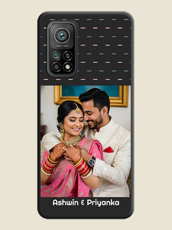 Custom Line Pattern Design with Text on Space Black Custom Soft Matte Phone Back Cover - Mi 10T Pro