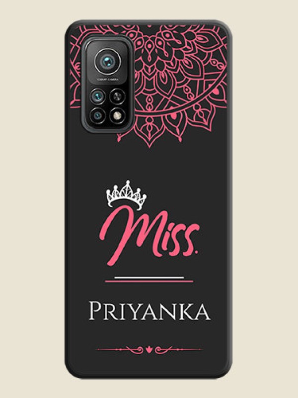 Custom Mrs Name with Floral Design on Space Black Personalized Soft Matte Phone Covers - Mi 10T Pro